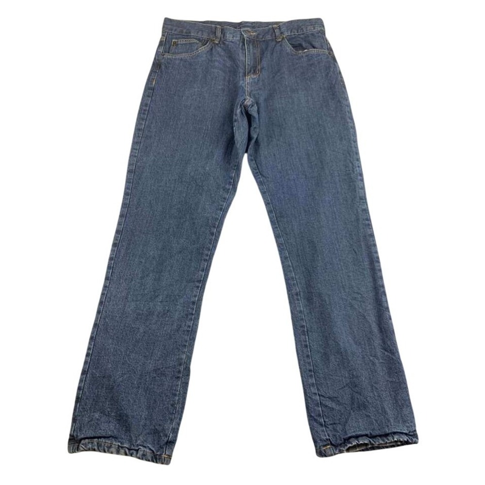 Adventuridge Jeans Men 36x34 Blue Flannel‎ Lined 100% Cotton Plaid Work Outdoor